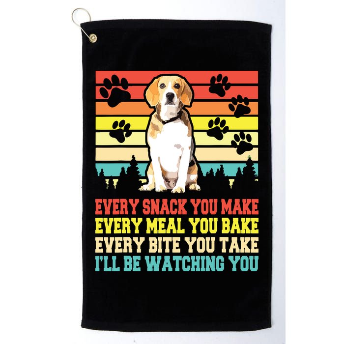 Vintage Beagle Dog Funny Every Snack You Make Bite You Take Golf Towel
