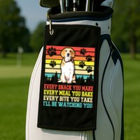 Vintage Beagle Dog Funny Every Snack You Make Bite You Take Golf Towel