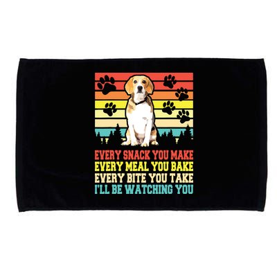 Vintage Beagle Dog Funny Every Snack You Make Bite You Take Microfiber Hand Towel