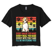 Vintage Beagle Dog Funny Every Snack You Make Bite You Take Crop Top