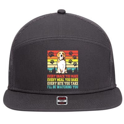 Vintage Beagle Dog Funny Every Snack You Make Bite You Take 7 Panel Mesh Trucker Snapback Hat