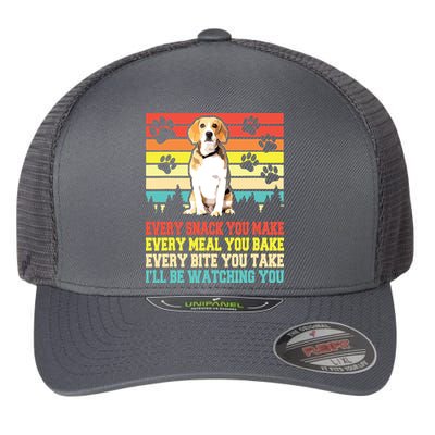 Vintage Beagle Dog Funny Every Snack You Make Bite You Take Flexfit Unipanel Trucker Cap