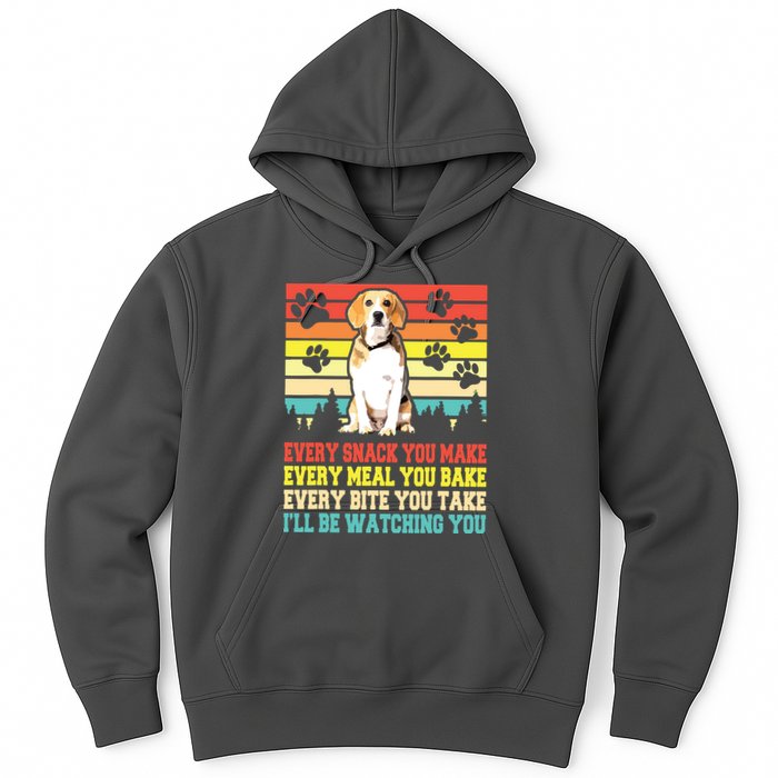 Vintage Beagle Dog Funny Every Snack You Make Bite You Take Hoodie