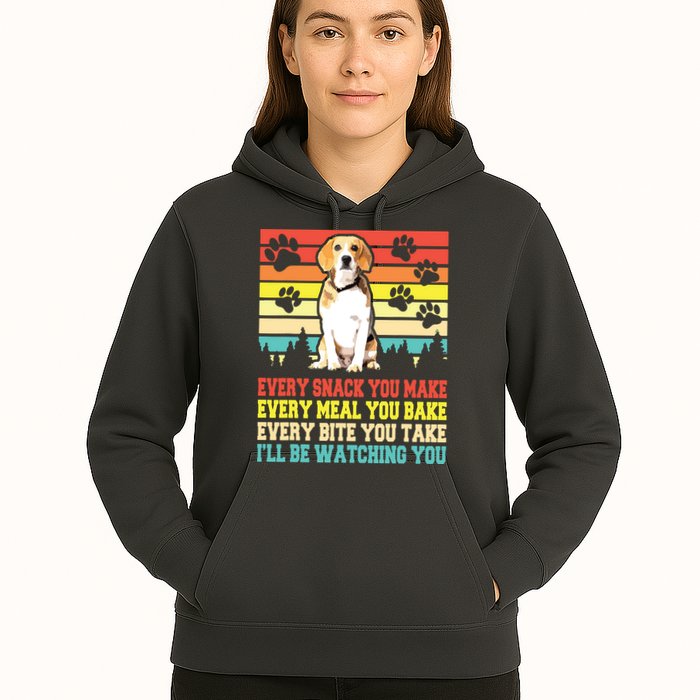 Vintage Beagle Dog Funny Every Snack You Make Bite You Take Hoodie