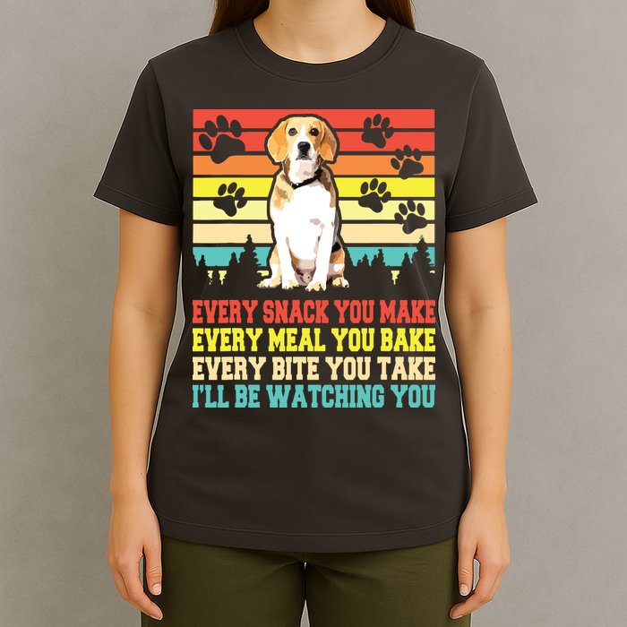 Vintage Beagle Dog Funny Every Snack You Make Bite You Take T-Shirt