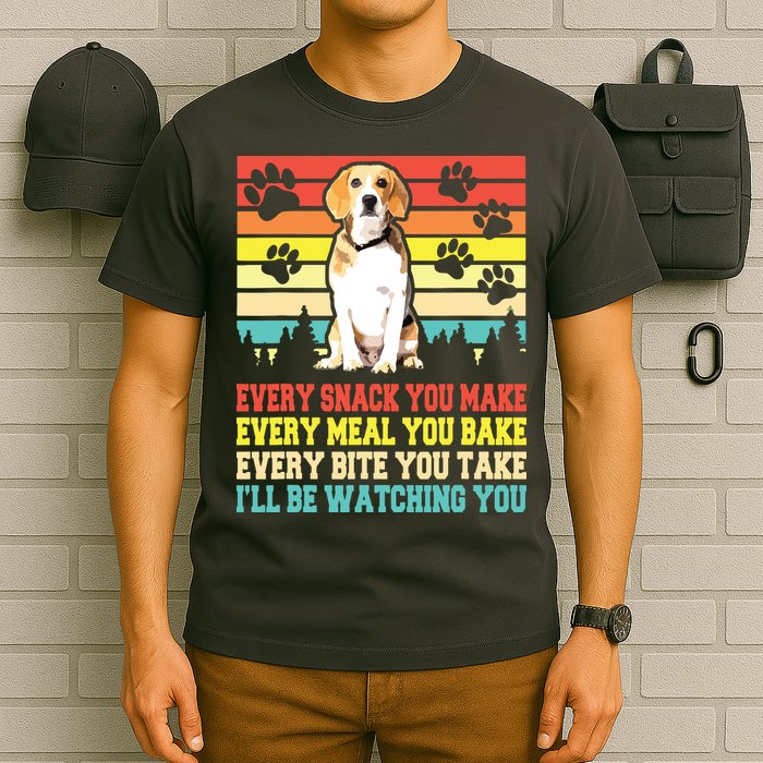 Vintage Beagle Dog Funny Every Snack You Make Bite You Take T-Shirt
