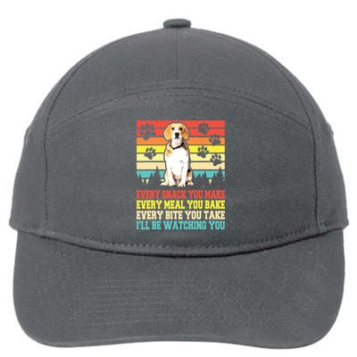 Vintage Beagle Dog Funny Every Snack You Make Bite You Take 7-Panel Snapback Hat