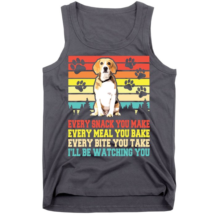 Vintage Beagle Dog Funny Every Snack You Make Bite You Take Tank Top