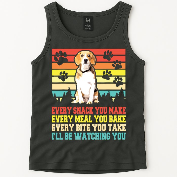 Vintage Beagle Dog Funny Every Snack You Make Bite You Take Tank Top