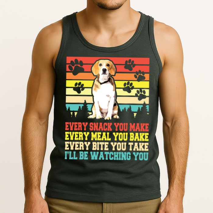 Vintage Beagle Dog Funny Every Snack You Make Bite You Take Tank Top