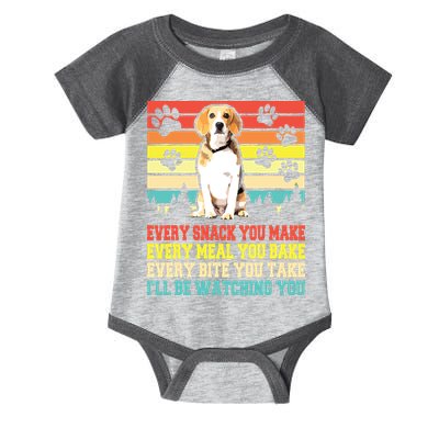 Vintage Beagle Dog Funny Every Snack You Make Bite You Take Infant Baby Jersey Bodysuit