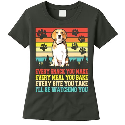 Vintage Beagle Dog Funny Every Snack You Make Bite You Take Womens T-Shirt