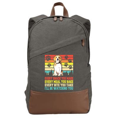 Vintage Beagle Dog Funny Every Snack You Make Bite You Take Cotton Canvas Backpack