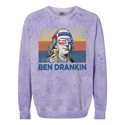 Vintage Ben Drankin Funny Gift Colorblast Crewneck Sweatshirt