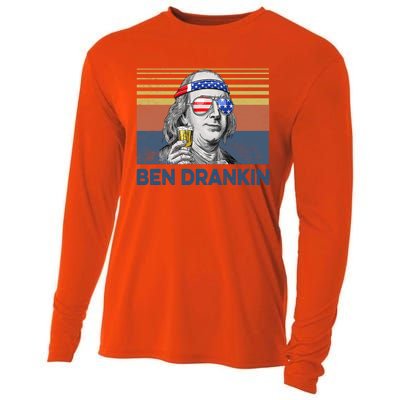 Vintage Ben Drankin Funny Gift Cooling Performance Long Sleeve Crew