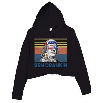 Vintage Ben Drankin Funny Gift Crop Fleece Hoodie