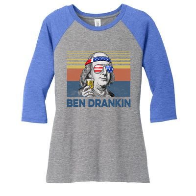 Vintage Ben Drankin Funny Gift Women's Tri-Blend 3/4-Sleeve Raglan Shirt