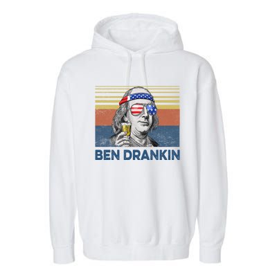 Vintage Ben Drankin Funny Gift Garment-Dyed Fleece Hoodie