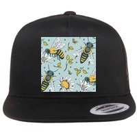 Vintage Bees Daisy Floral Flatbill Hat