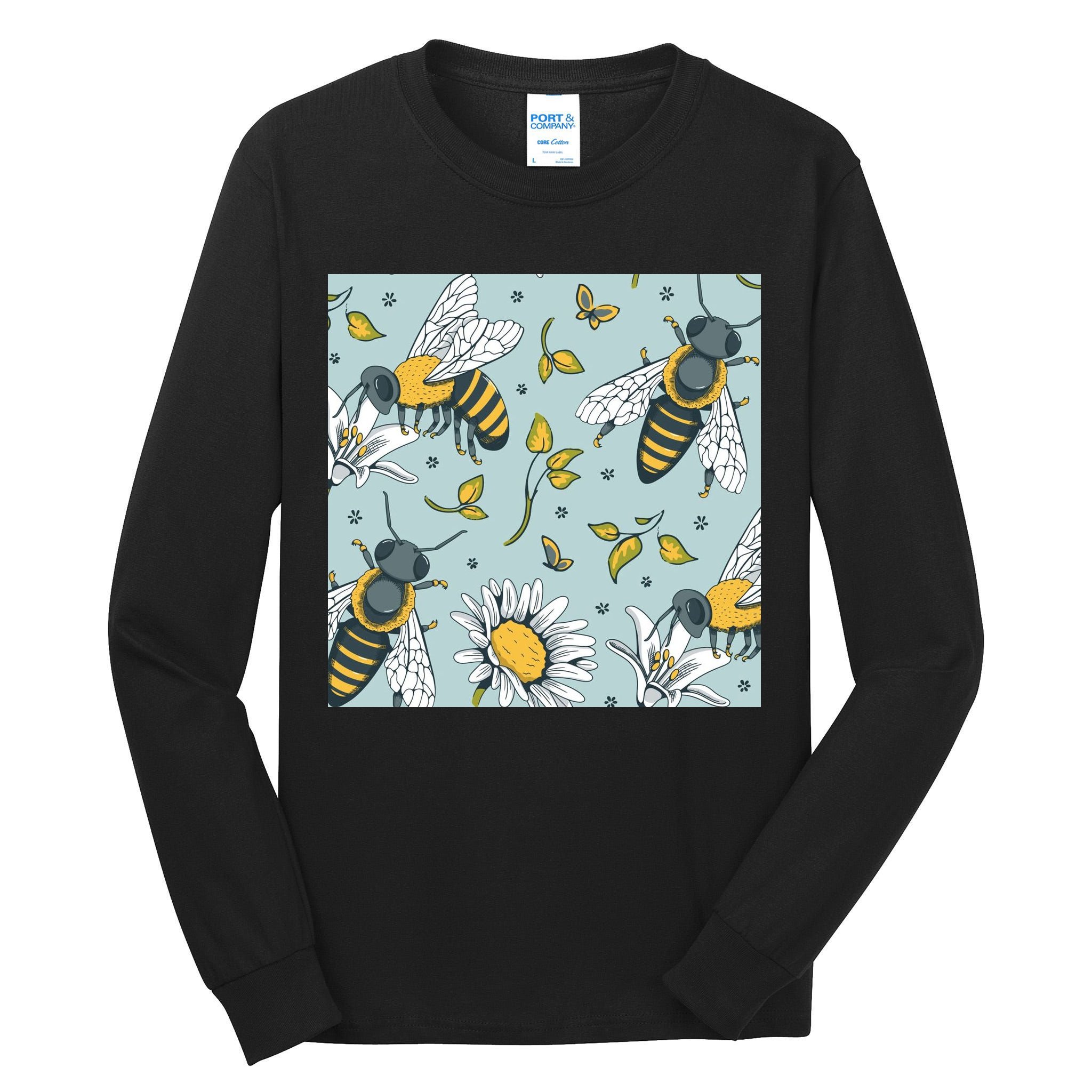 Vintage Bees Daisy Floral Tall Long Sleeve T-Shirt