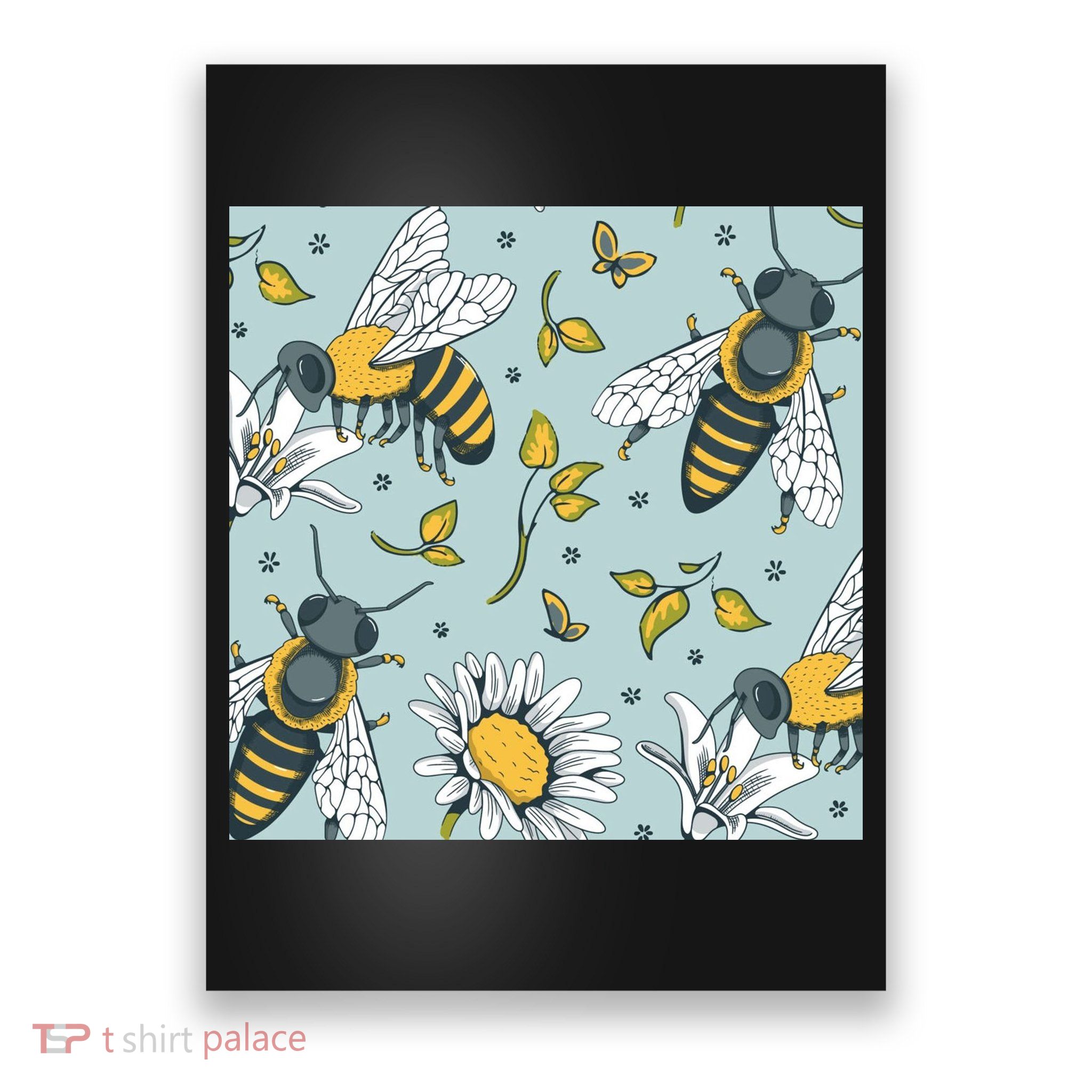 Vintage Bees Daisy Floral Poster