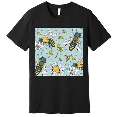 Vintage Bees Daisy Floral Premium T-Shirt