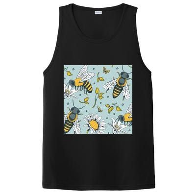 Vintage Bees Daisy Floral PosiCharge Competitor Tank