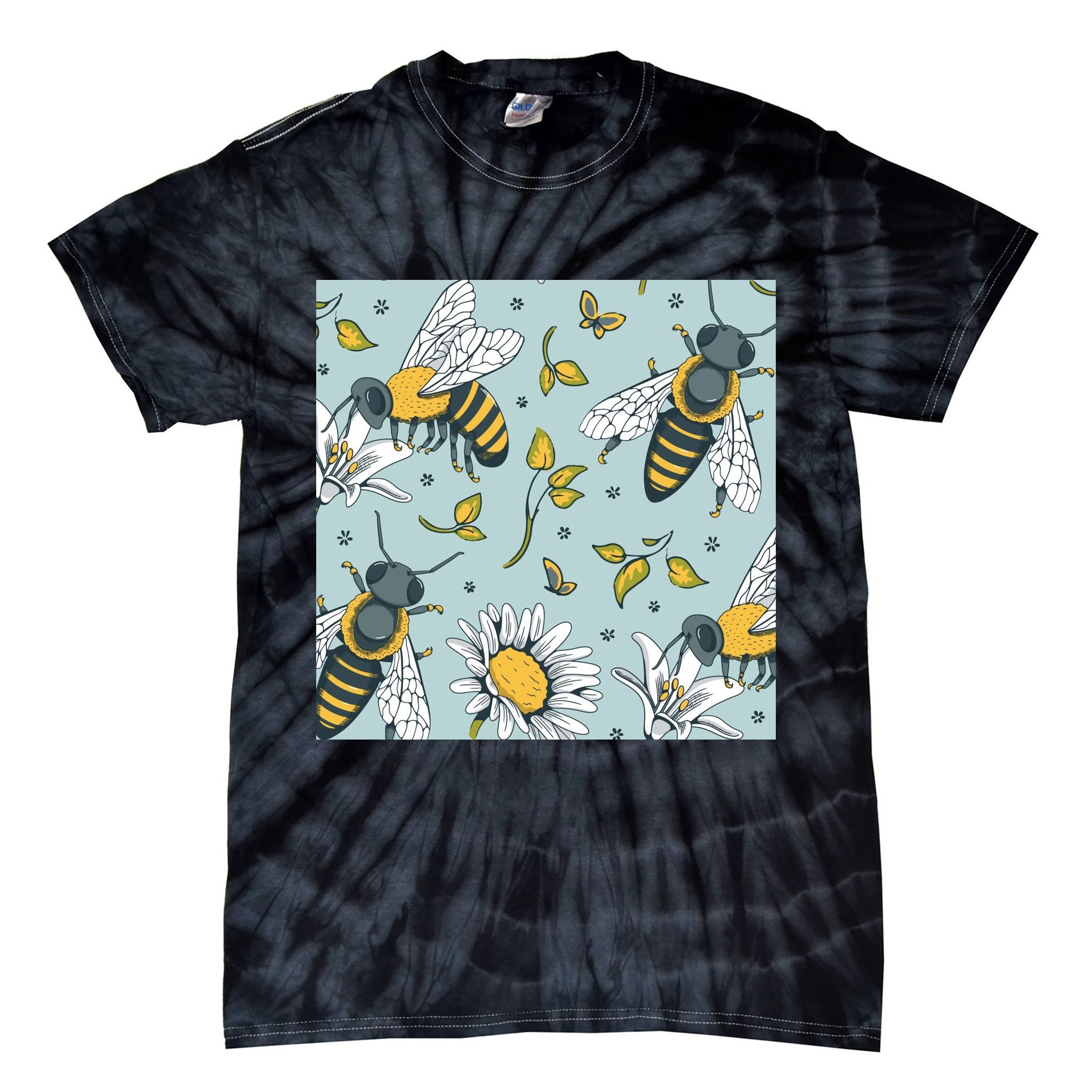 Vintage Bees Daisy Floral Tie-Dye T-Shirt