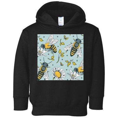 Vintage Bees Daisy Floral Toddler Hoodie