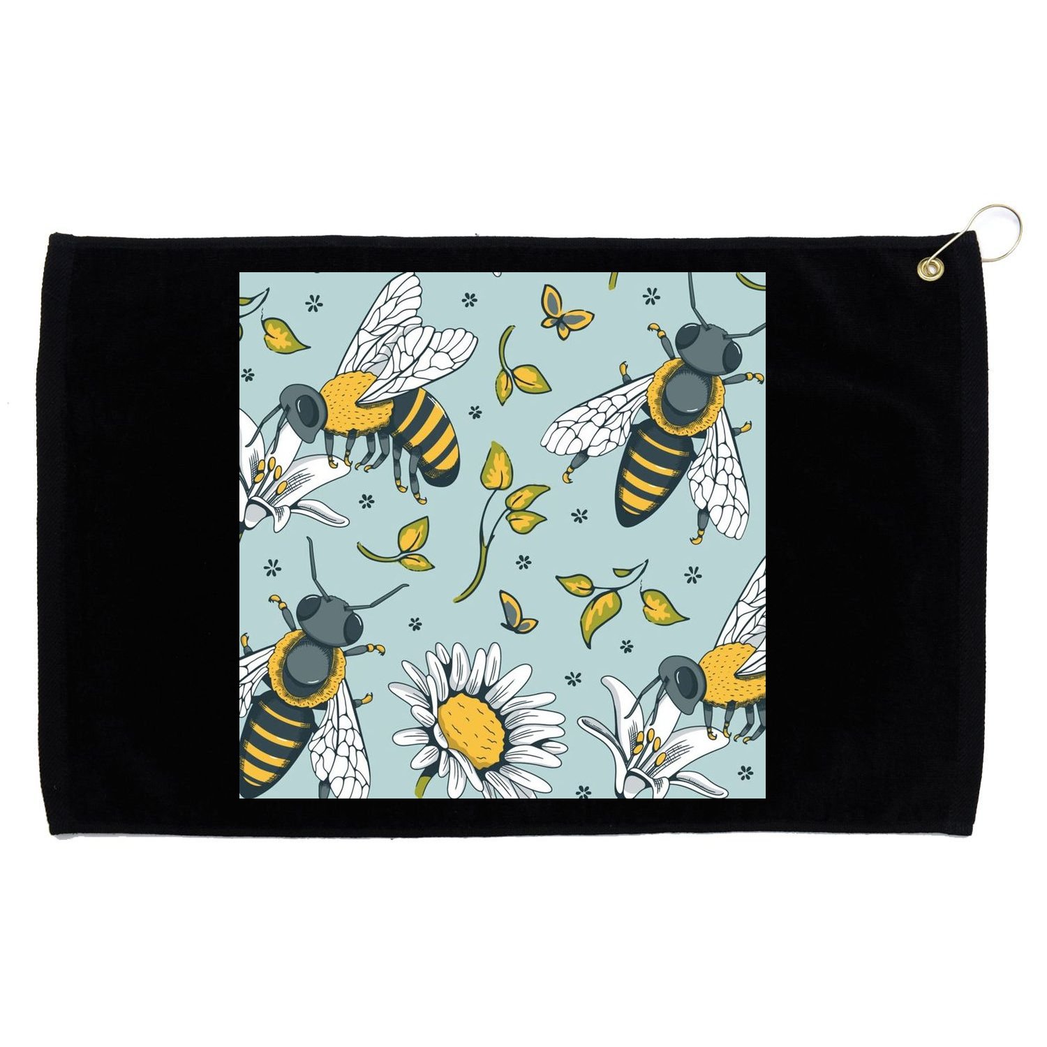 Vintage Bees Daisy Floral Grommeted Golf Towel