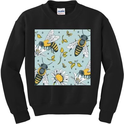 Vintage Bees Daisy Floral Kids Sweatshirt