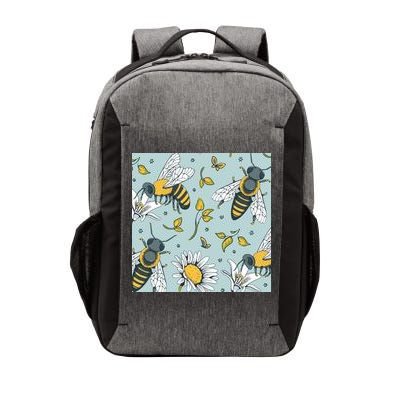 Vintage Bees Daisy Floral Vector Backpack