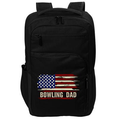 Vintage Bowling Dad American Usa Flag Bowler/Bowl Gift Impact Tech Backpack