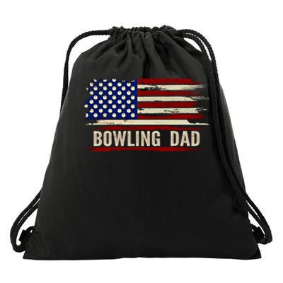 Vintage Bowling Dad American Usa Flag Bowler/Bowl Gift Drawstring Bag