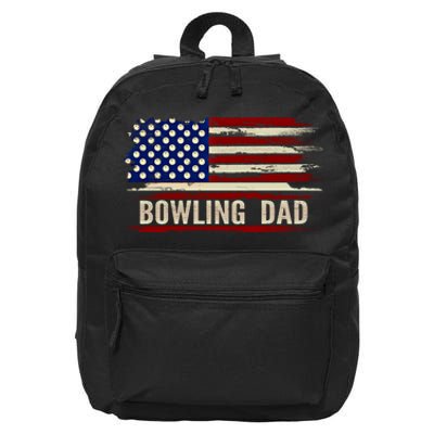 Vintage Bowling Dad American Usa Flag Bowler/Bowl Gift 16 in Basic Backpack