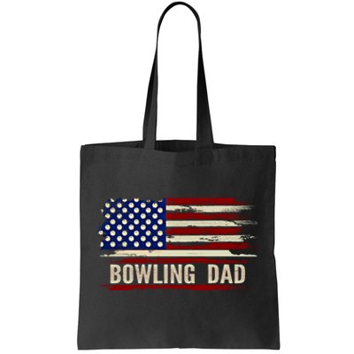 Vintage Bowling Dad American Usa Flag Bowler/Bowl Gift Tote Bag