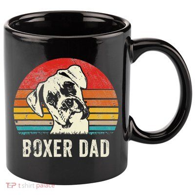 Vintage Boxer Dad Ever Daddy Gifts Dog Dad Father 11oz C Handle Ceramic Mug