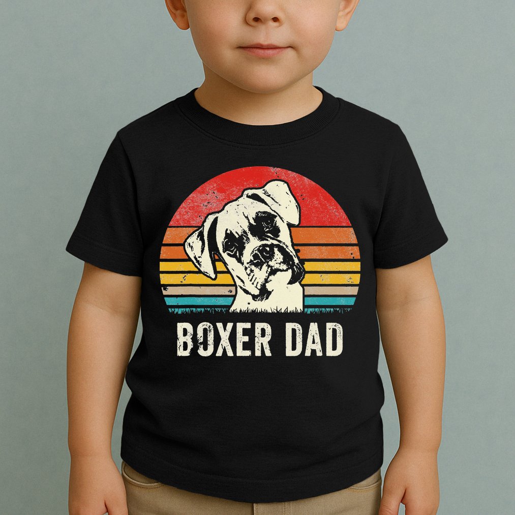 Vintage Boxer Dad Ever Daddy Gifts Dog Dad Father Toddler T-Shirt