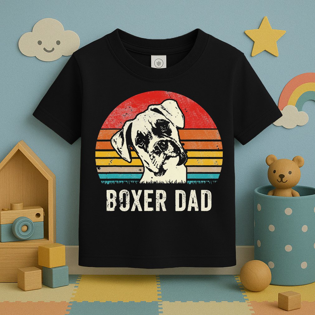 Vintage Boxer Dad Ever Daddy Gifts Dog Dad Father Toddler T-Shirt