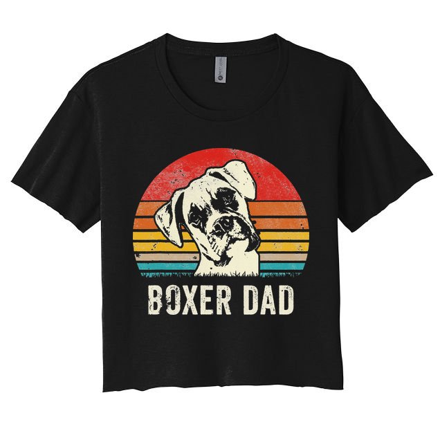 Vintage Boxer Dad Ever Daddy Gifts Dog Dad Father Women's Crop Top Tee