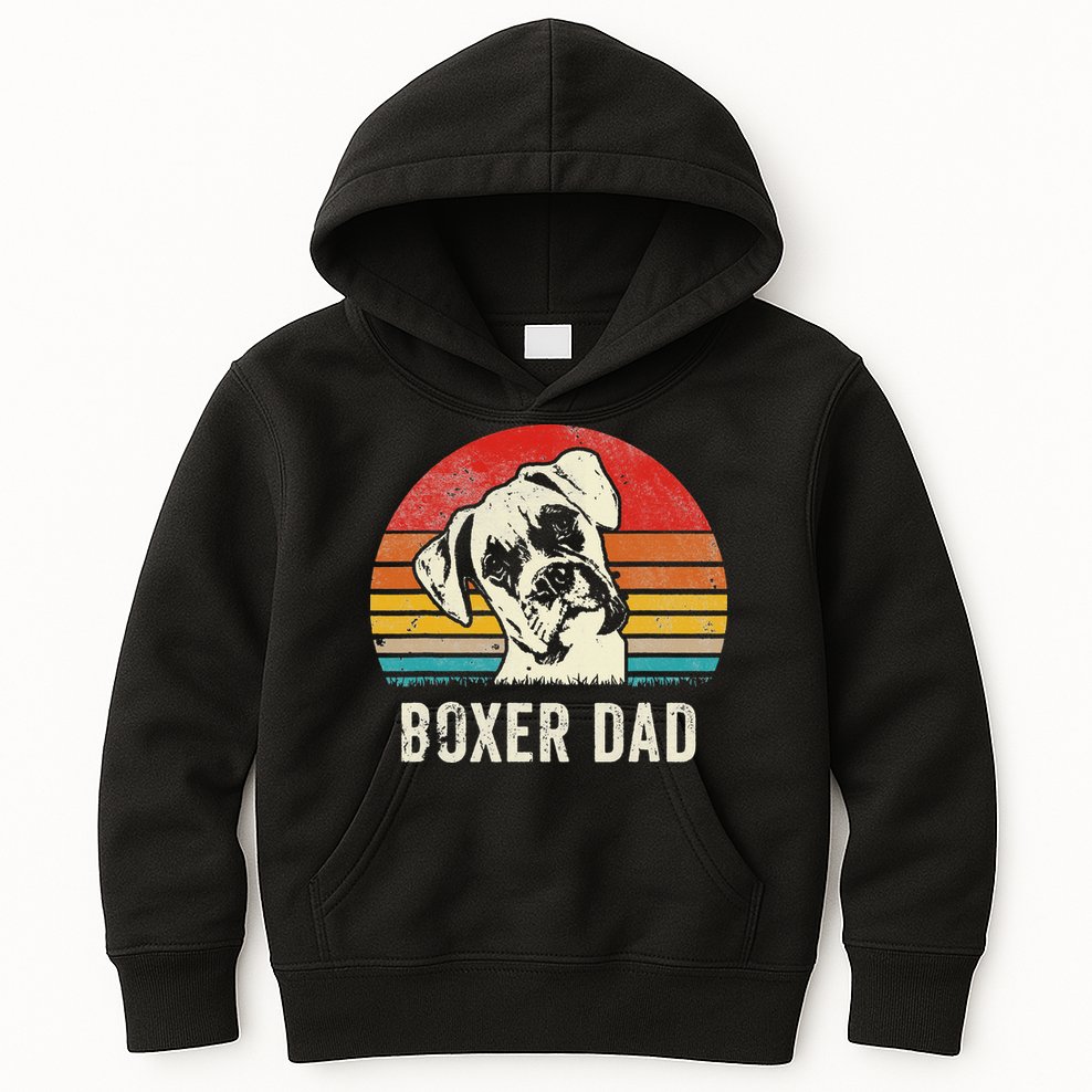 Vintage Boxer Dad Ever Daddy Gifts Dog Dad Father Kids Hoodie