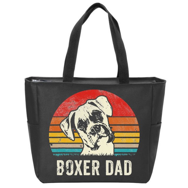 Vintage Boxer Dad Ever Daddy Gifts Dog Dad Father Zip Tote Bag