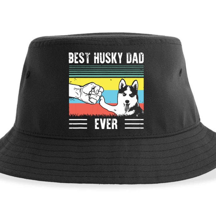 Vintage Best Dog Dad Ever Siberian Husky Fathers Day Gift Sustainable Bucket Hat