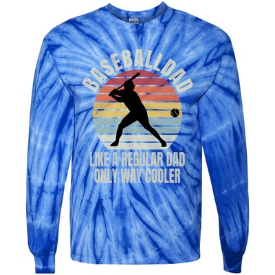 Vintage Baseball Dad Like A Regular Dad But Cooler Funny Gift Tie-Dye Long Sleeve Shirt