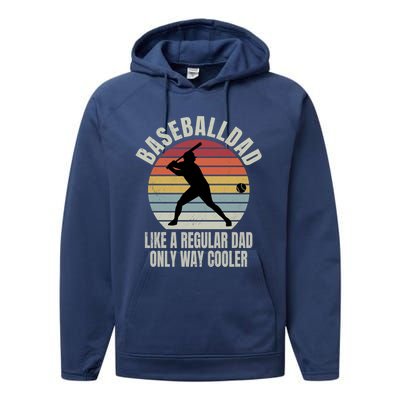 Vintage Baseball Dad Like A Regular Dad But Cooler Funny Gift Performance Fleece Hoodie