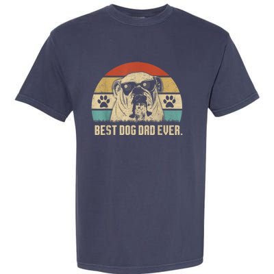 Vintage Best English Bulldog Dad Ever Fathers Day Paw Fur Dog Lovergift Garment-Dyed Heavyweight T-Shirt