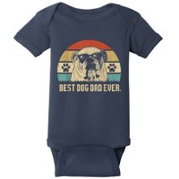 Vintage Best English Bulldog Dad Ever Fathers Day Paw Fur Dog Lovergift Baby Bodysuit