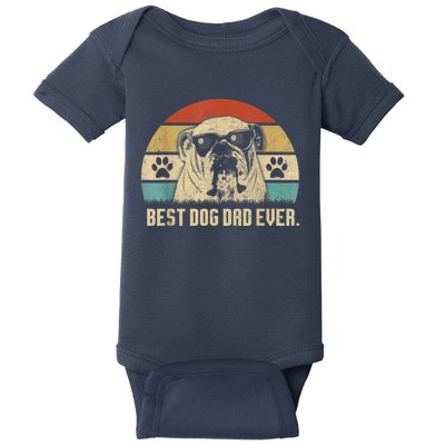 Vintage Best English Bulldog Dad Ever Fathers Day Paw Fur Dog Lovergift Baby Bodysuit