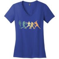 Vintage Baseball Evolution Design Cool Baseball Art Cute Gift Women's V-Neck T-Shirt