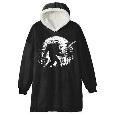 Vintage Big Foot Fishing Hooded Wearable Blanket
